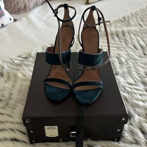 Alaia Dark Teal Heeled Sandals